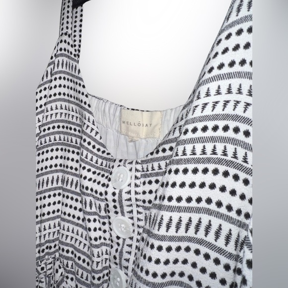 MELLODAY Empire Waist Geometric Maxi Tank Dress Women Size Small Black and White - Picture 4 of 5